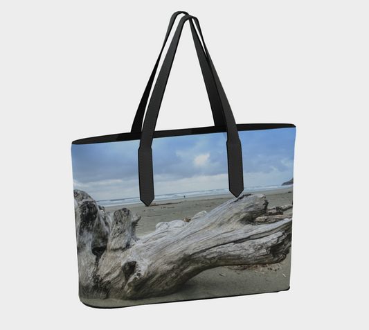 Long Beach Driftwood Tofino Vegan Leather Tote Bag