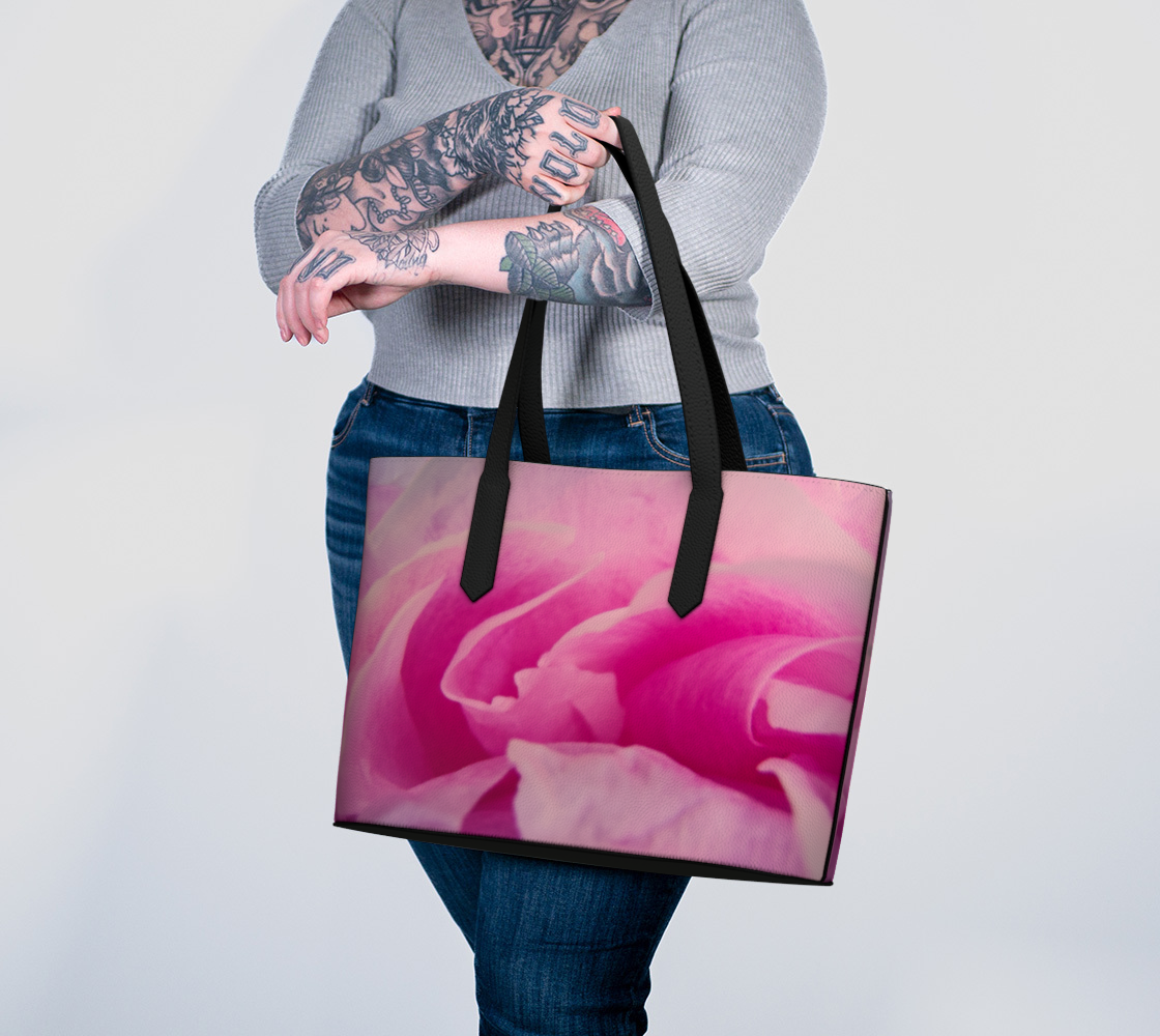 Petal Romance Vegan Leather Tote Bag