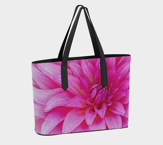 Summer Dahlia Vegan Leather Tote Bag