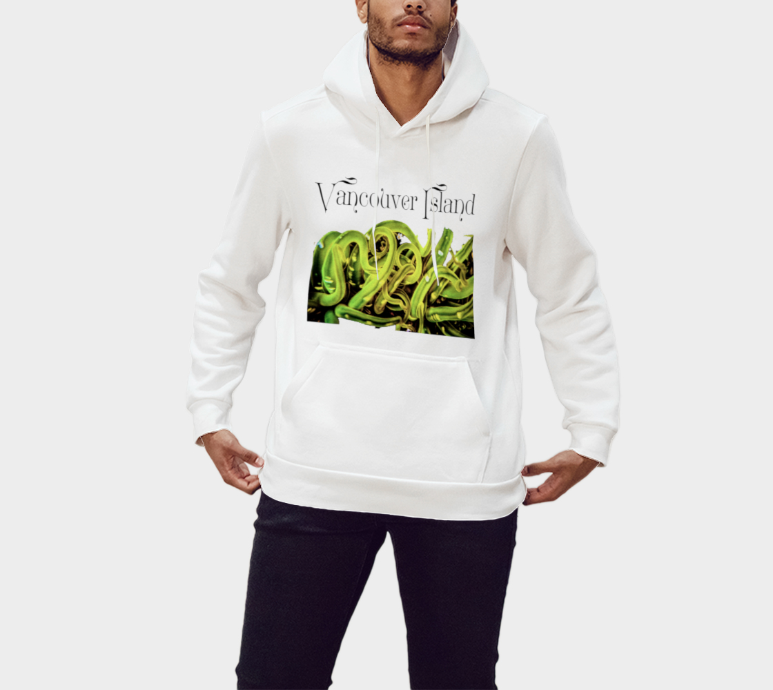 Sea Anemone Vancouver Island Unisex Pullover Hoodie Your Van Isle Goddess unisex pullover hoodie is a great classic hoodie!  Created with state of the art tri-tex material which is a non-shrink poly middle encased in two layers of ultra soft cotton face and lining.