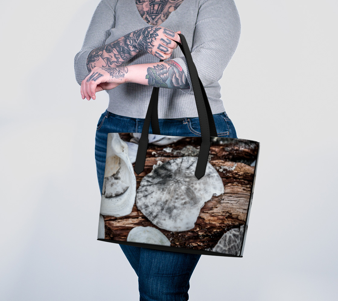 Strewn About Sand Dollar Vegan Leather Tote Bag