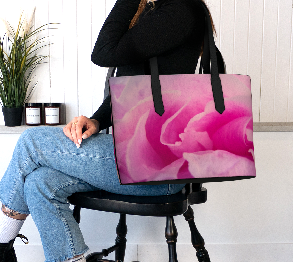 Petal Romance Vegan Leather Tote Bag