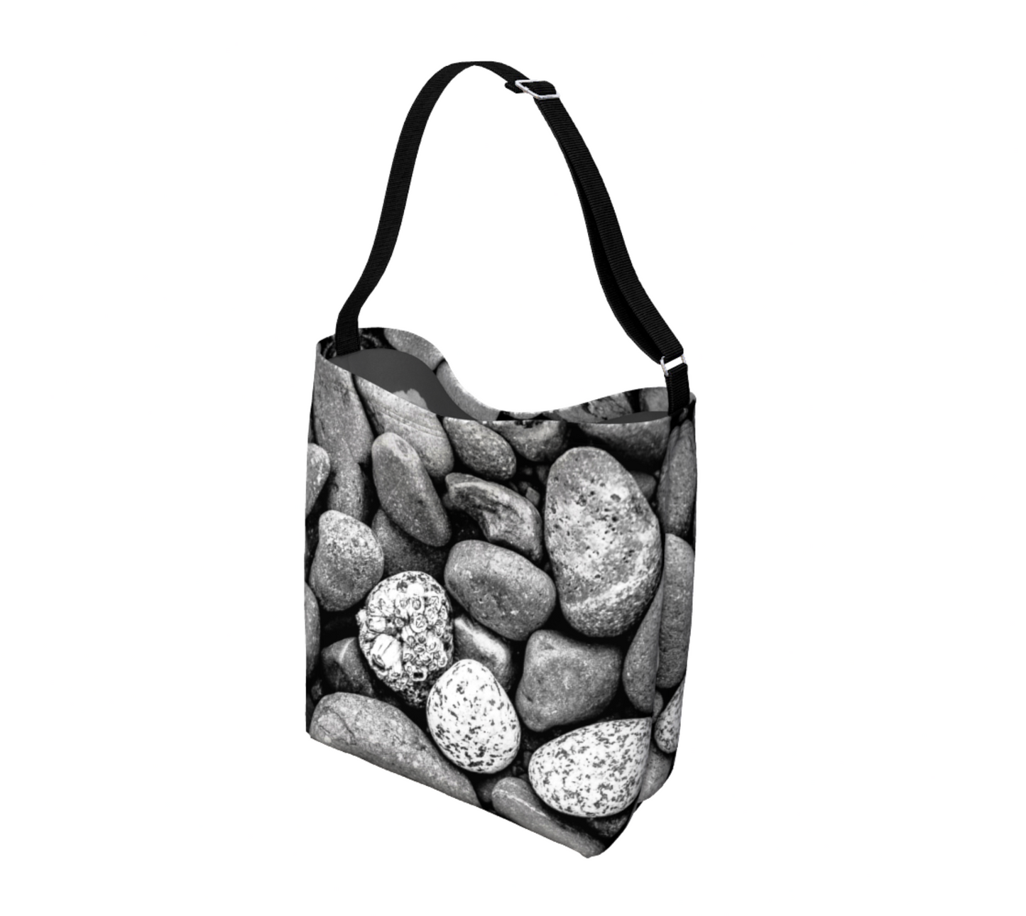Beach Rocks Neoprene Day Tote: Captivating Coastal-Inspired Print Bag with Parksville Beach Interior