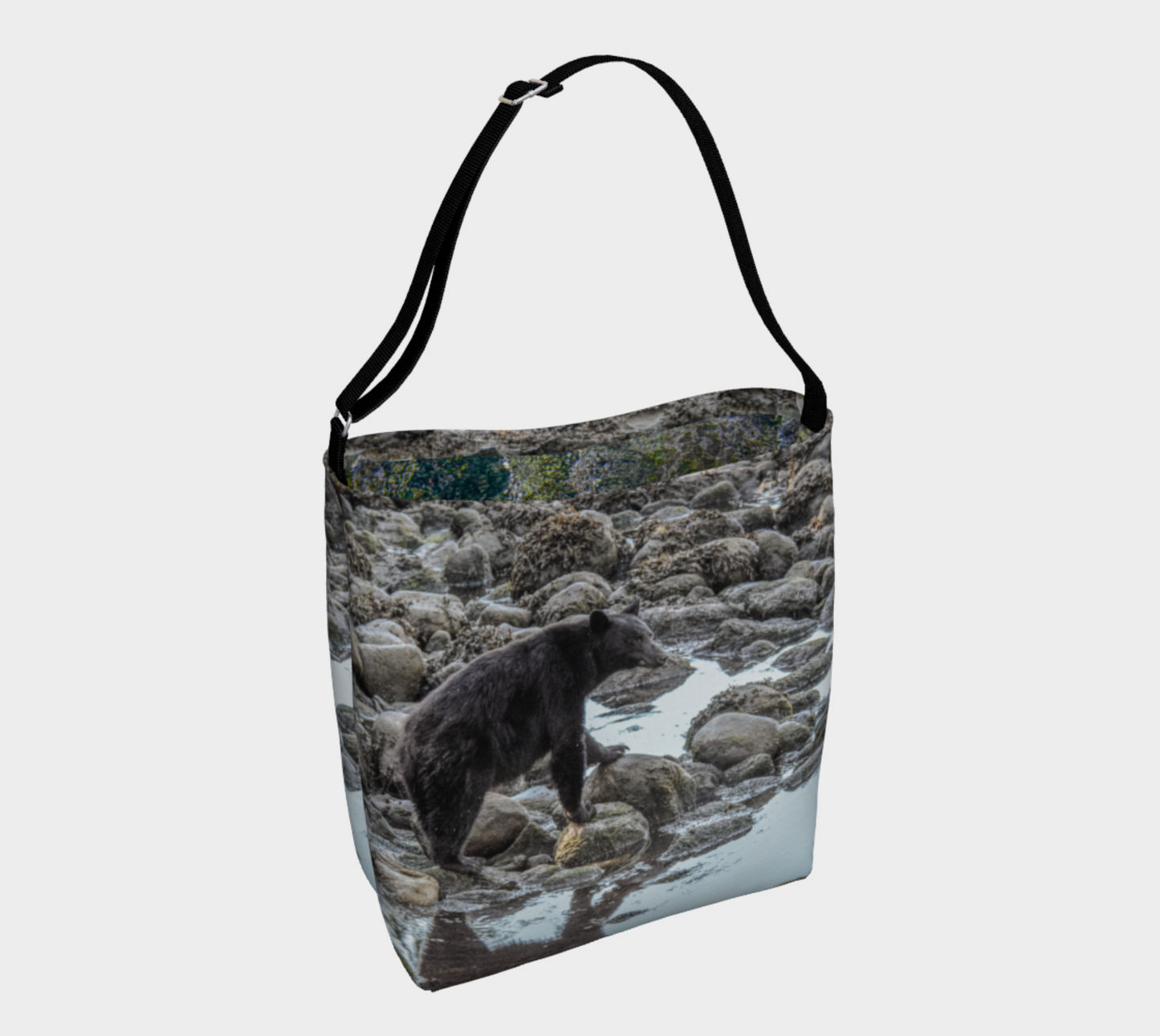The bag features an image of a black bear in Ucluelet.
