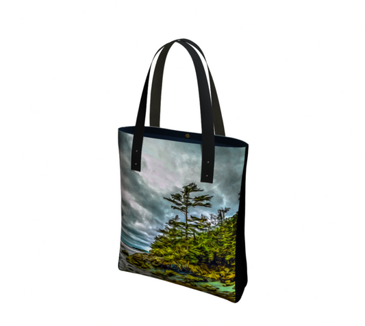 Inspiring West Coast Basic and Urban Tote Bags featuring printed artwork by Roxy Hurtubise.