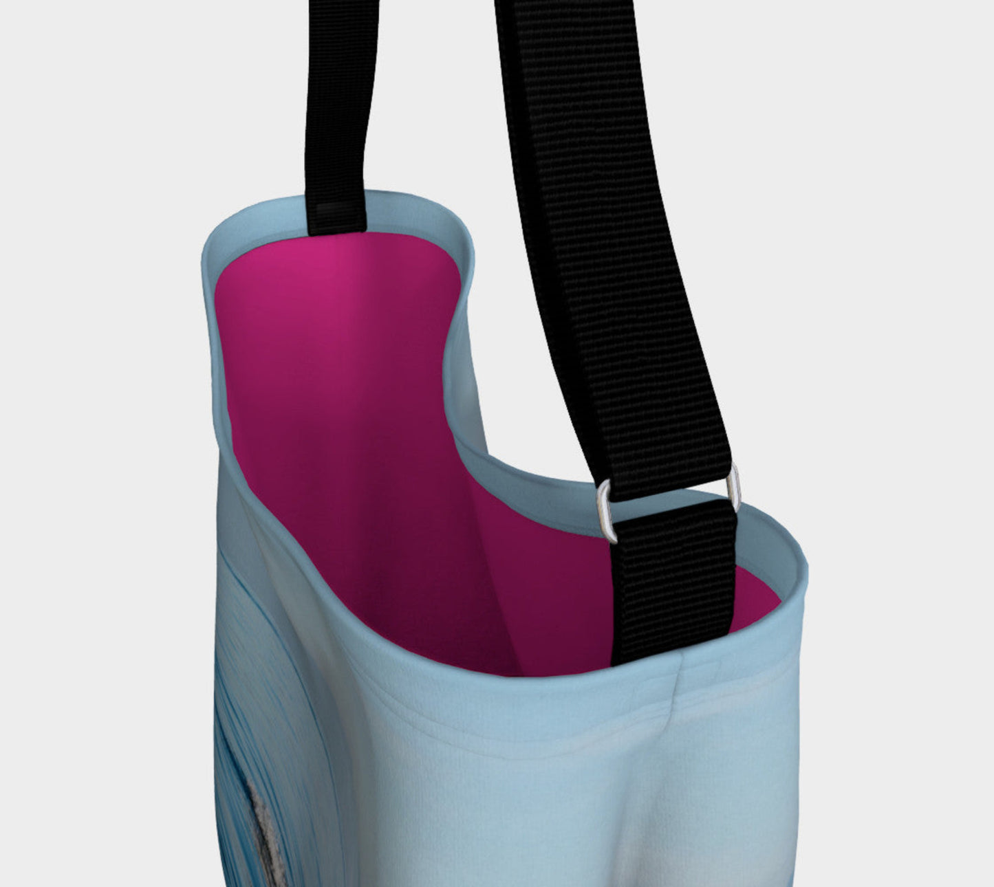Orca Spray Day Tote Everyday Day Tote for Everything! Van Isle Goddess ultimate tote bag! Adjustable strap for comfort, the tote is made from soft and supple neoprene that stretches to fit whatever you can put in it! Vibrant artwork that will never fade with washing. Orca Spray Artwork by Roxy Hurtubise with solid bright pink color interior.