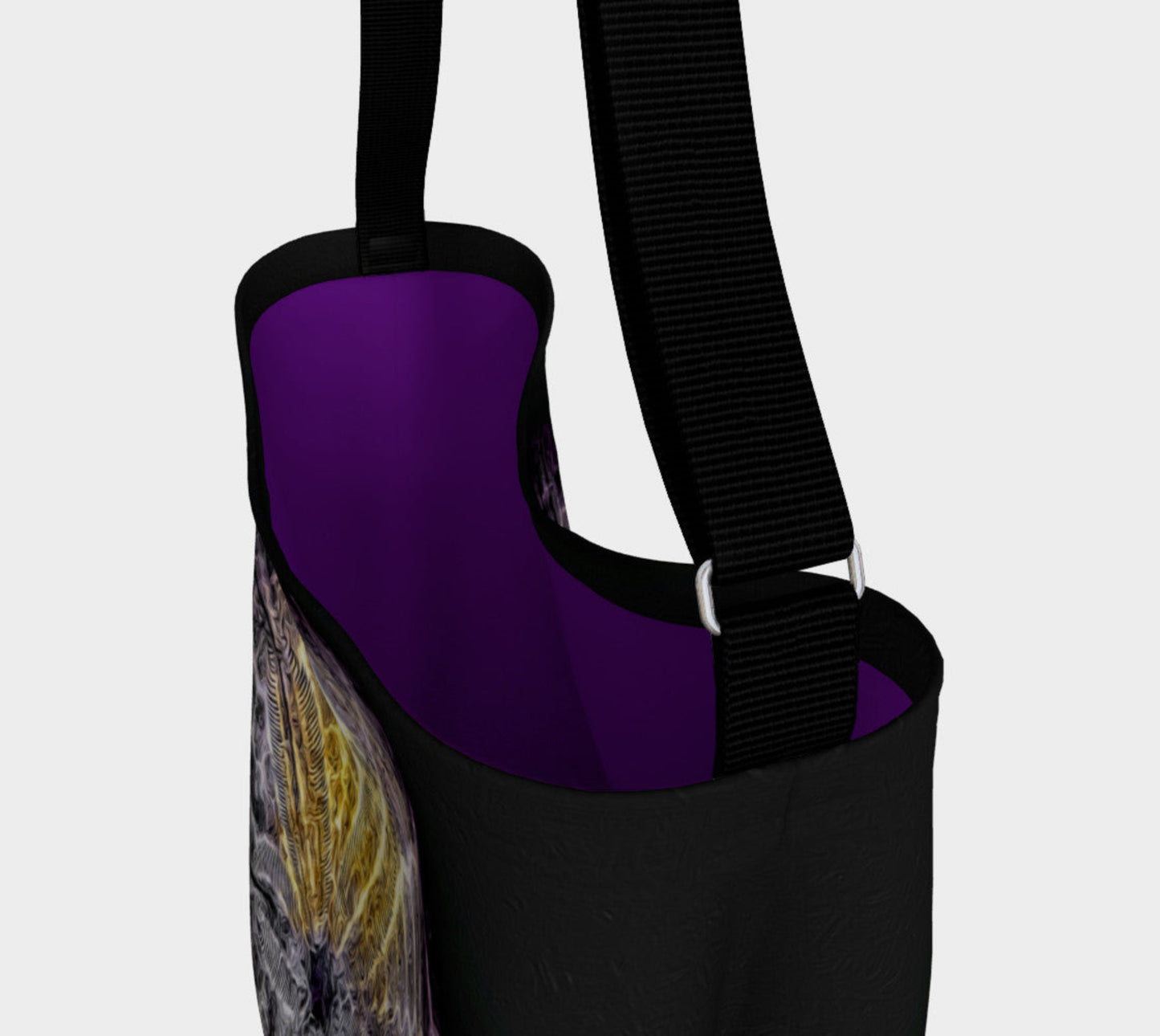 Spotlight Sand Dollar Day Tote Everyday Day Tote for Everything! Van Isle Goddess ultimate tote bag! Adjustable strap for comfort, the tote is made from soft and supple neoprene that stretches to fit whatever you can put in it! Vibrant artwork that will never fade with washing. Spotlight Sand Dollar Artwork by Roxy Hurtubise with purple interior.