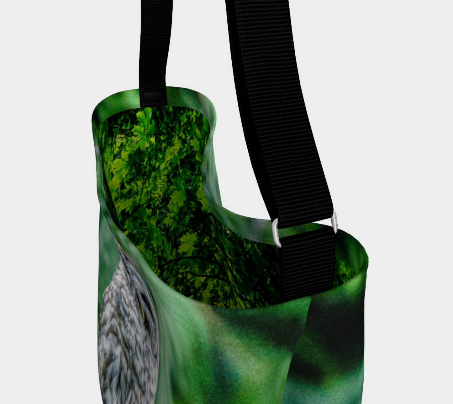 Interior of Wise Owl Neoprene Day Tote: Nature-Inspired Owl Bag