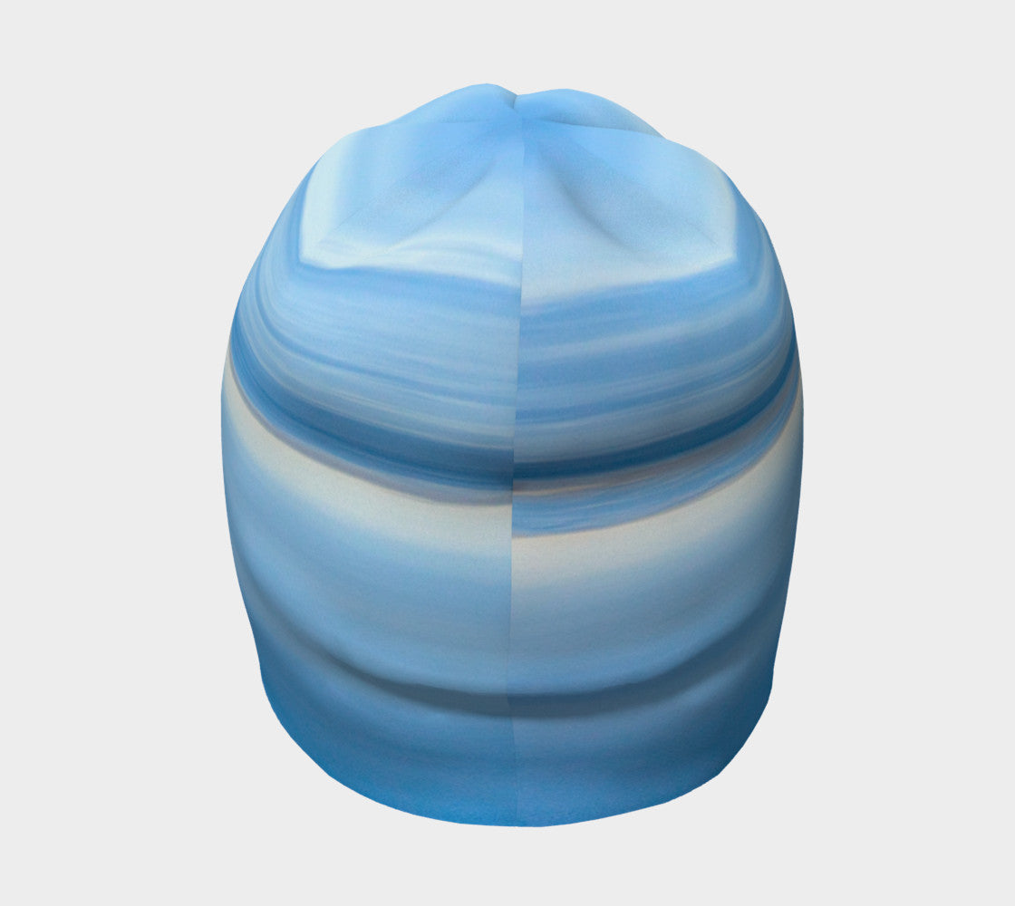 Back side of Azure Ocean's Blue Embrace Artwork Beanie by Roxy Hurtubise