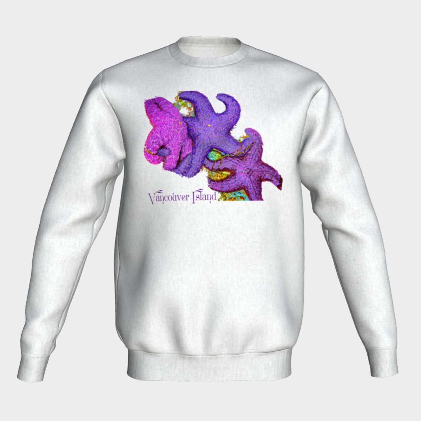 Starfish Cluster Vancouver Island Crewneck Sweatshirt What’s better than a super cozy sweatshirt? A super cozy sweatshirt from Van Isle Goddess! Super cozy unisex sweatshirt for those chilly days. Excellent for men or women. Fit is roomy and comfortable.