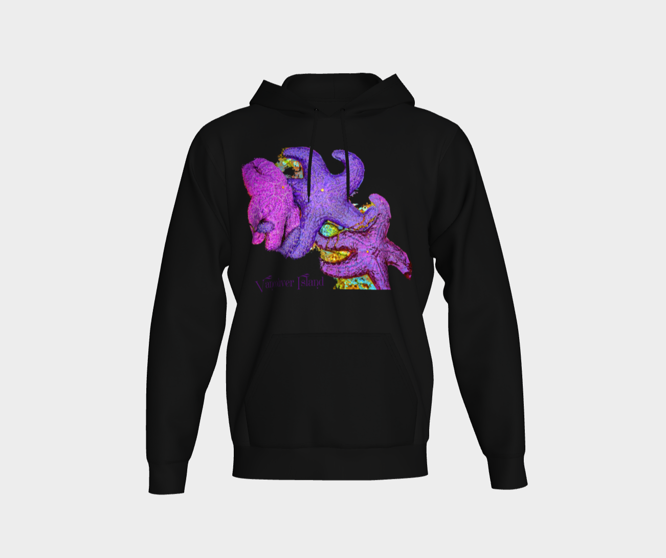 Starfish Cluster Vancouver Island Unisex Pullover Hoodie Your Van Isle Goddess unisex pullover hoodie is a great classic hoodie! Created with state of the art tri-tex material which is a non-shrink poly middle encased in two layers of ultra soft cotton face and lining.