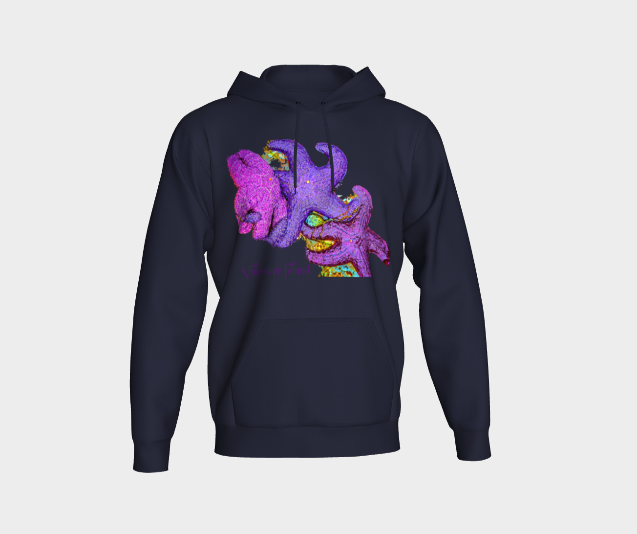 Starfish Cluster Vancouver Island Unisex Pullover Hoodie Your Van Isle Goddess unisex pullover hoodie is a great classic hoodie! Created with state of the art tri-tex material which is a non-shrink poly middle encased in two layers of ultra soft cotton face and lining.