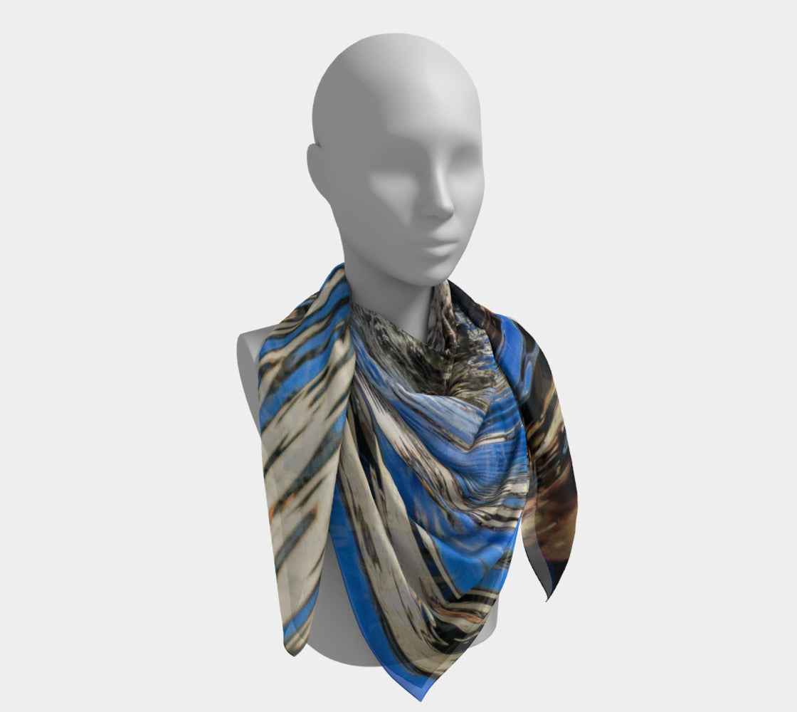 Seal of Blue 50 inch Square Scarf Worn around the neck by vanislegoddess.com