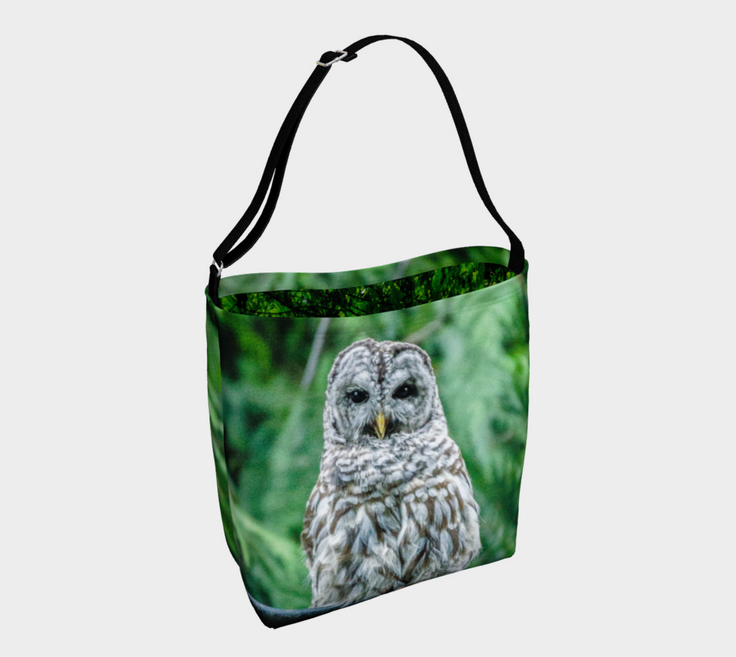 Wise Owl Neoprene Day Tote: Nature-Inspired Owl Print Bag
