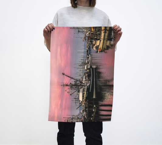 Sunset Marina French Creek Tea Towel Vancouver Island Photography by Roxy Hurtubise VanIsleGoddess.com