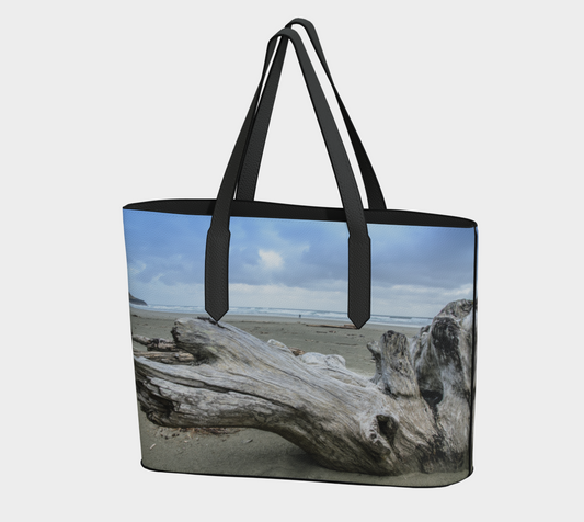 Long Beach Driftwood Tofino Vegan Leather Tote Bag