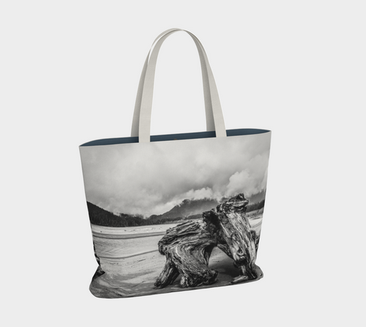Van Isle Goddess Driftwood Monument Port Renfrew oversized Market Tote