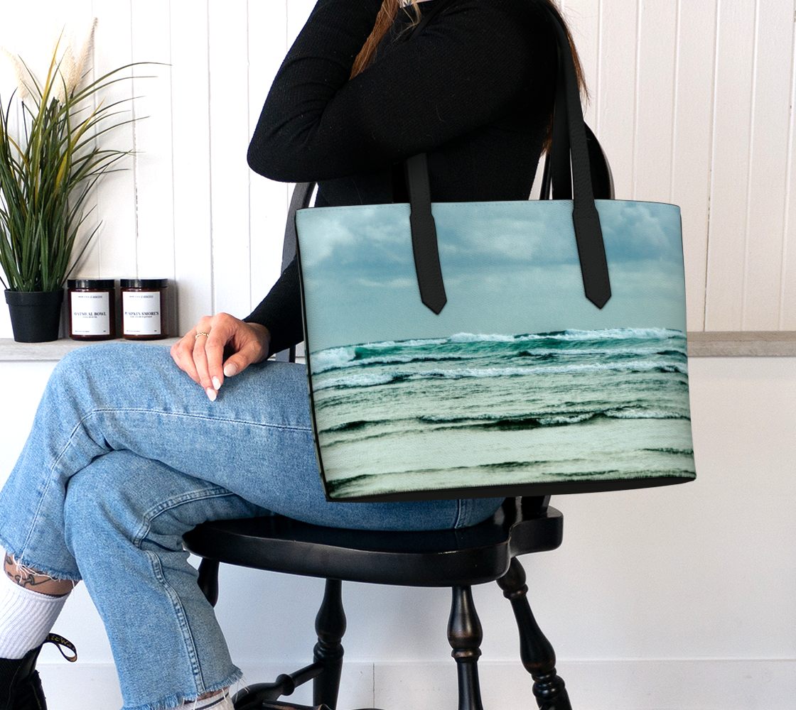 Ocean Calling Long Beach Tofino Vegan Leather Tote Bag