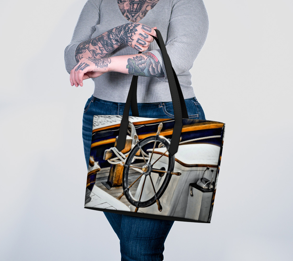 Sailboat Dream Vegan Leather Tote Bag