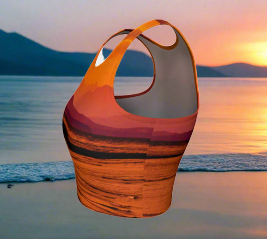 Saratoga Sunset Active Crop Top Saratoga Sunset photography by Roxy Hurtubise Wear for your daily workouts, yoga, beach volleyball or as a bathing suit top!