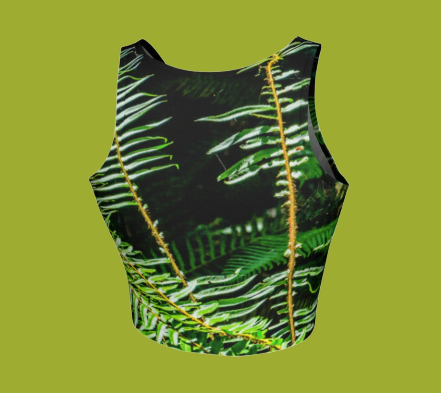 Rainforest Active Crop Top features photography of the many ferns that grow on Vancouver island.