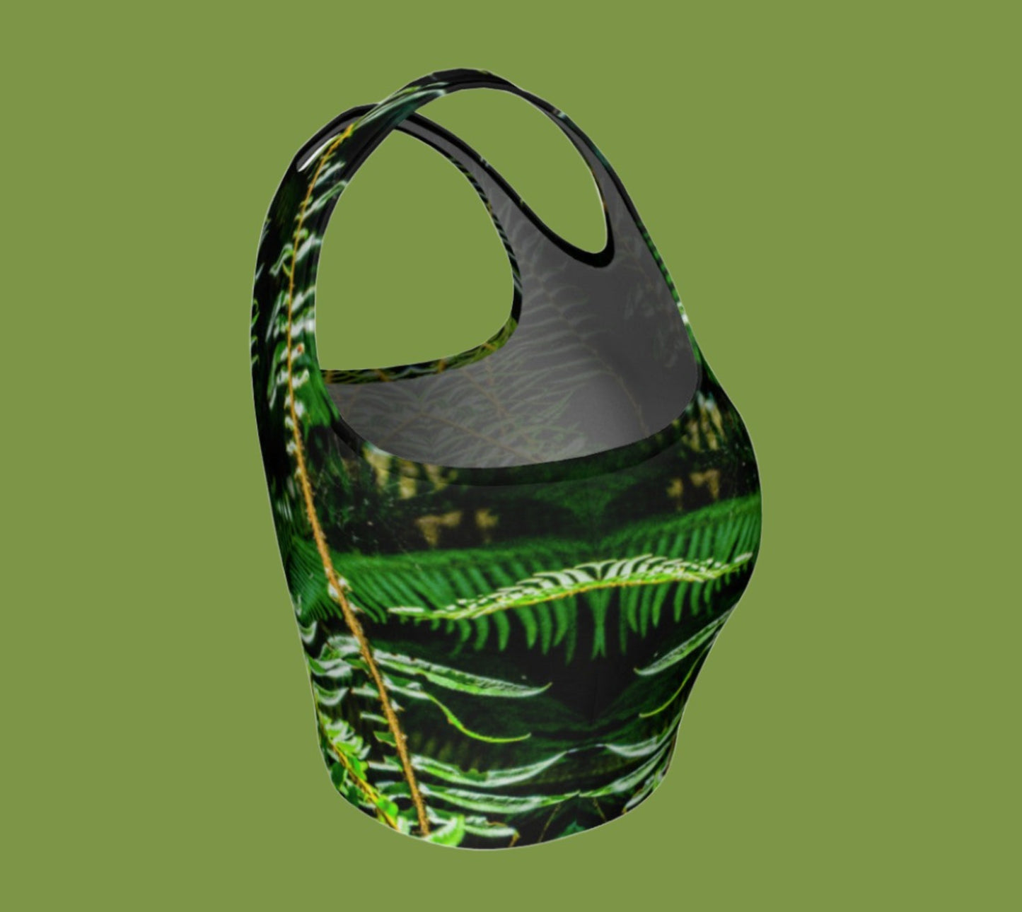 Rainforest Active Crop Top features photography of the many ferns that grow on Vancouver island.