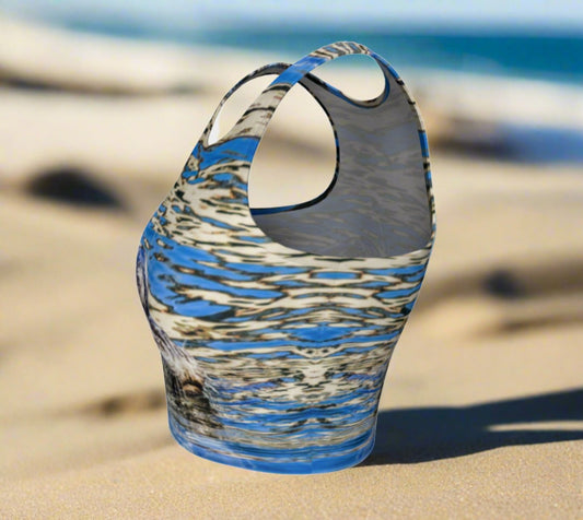 Seal of Blue Active Crop Top The image on the top is of a harbour seal in blue ocean water.