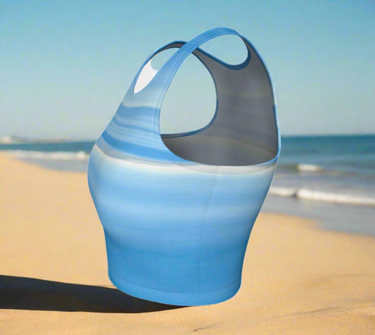 Ocean Blue Active Crop Top Ocean Blue artwork by Roxy Hurtubise Wear for your daily workouts, yoga, beach volleyball or as a bathing suit top!