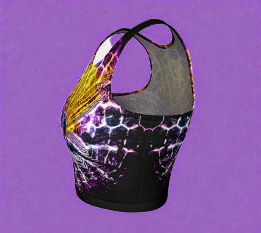 Spotlight Sand Dollar Active Crop Top. the image on the top is that of a sand dollar.