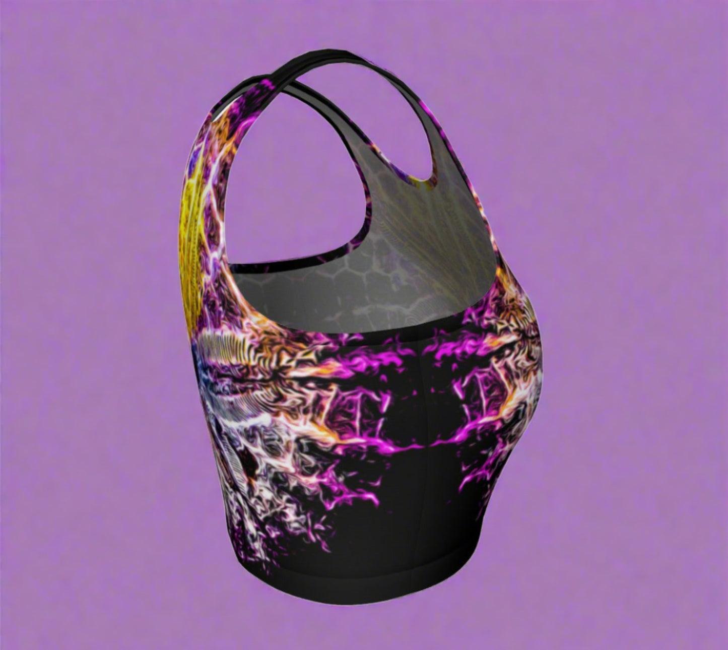 Spotlight Sand Dollar Active Crop Top. the image on the top is that of a sand dollar.