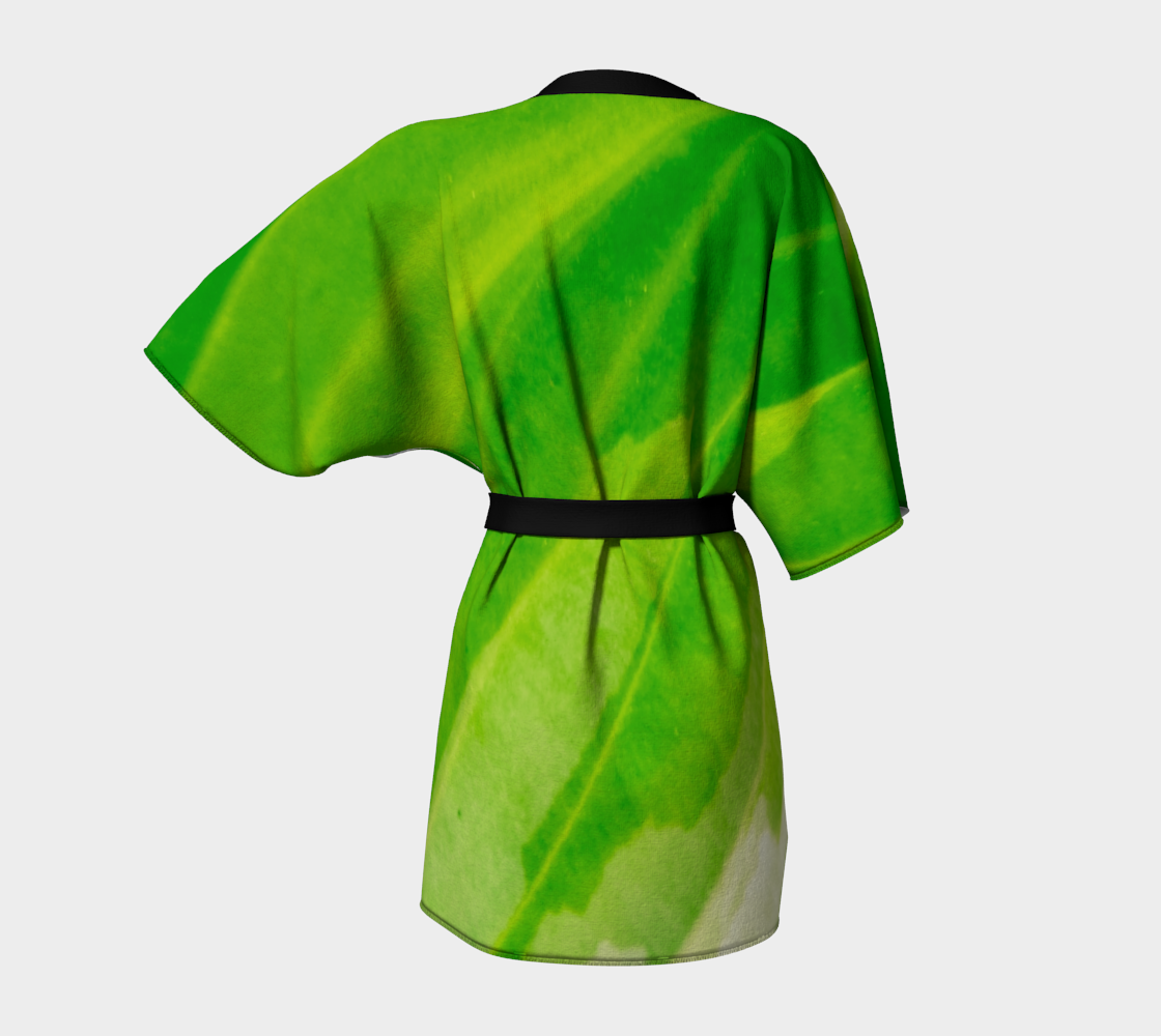 Hosta Green Kimono Robe Back