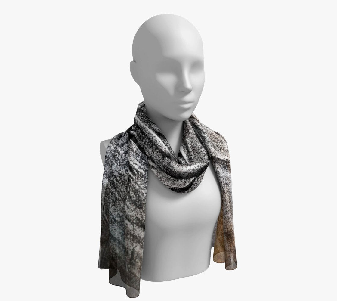 Sand Maiden Long Scarf Wear as a scarf, shawl or as a head wrap. Use for home decor as a wall hanging, also makes fabulous Wedding Party Gifts! Artwork printed on 100% polyester lightweight fabric. Choose from three different fabrics polychiffon, satin charmeuse and matte crepe. Machined baby rolled edge hem finish. Choose from 2 sizes: 10" x 45" 16" x 72" by Roxy Hurtubise vanislegoddess.com