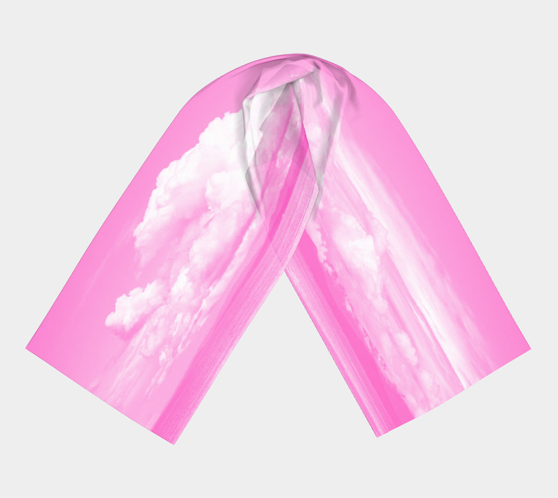 Parksville Beach in Pink Long Scarf Wear as a scarf, shawl or as a head wrap. Use for home decor as a wall hanging, also makes fabulous Wedding Party Gifts! Artwork printed on 100% polyester lightweight fabric. Choose from three different fabrics polychiffon, satin charmeuse and matte crepe. Machined baby rolled edge hem finish. Choose from 2 sizes: 10" x 45" 16" x 72" by Roxy Hurtubise vanislegoddess.com