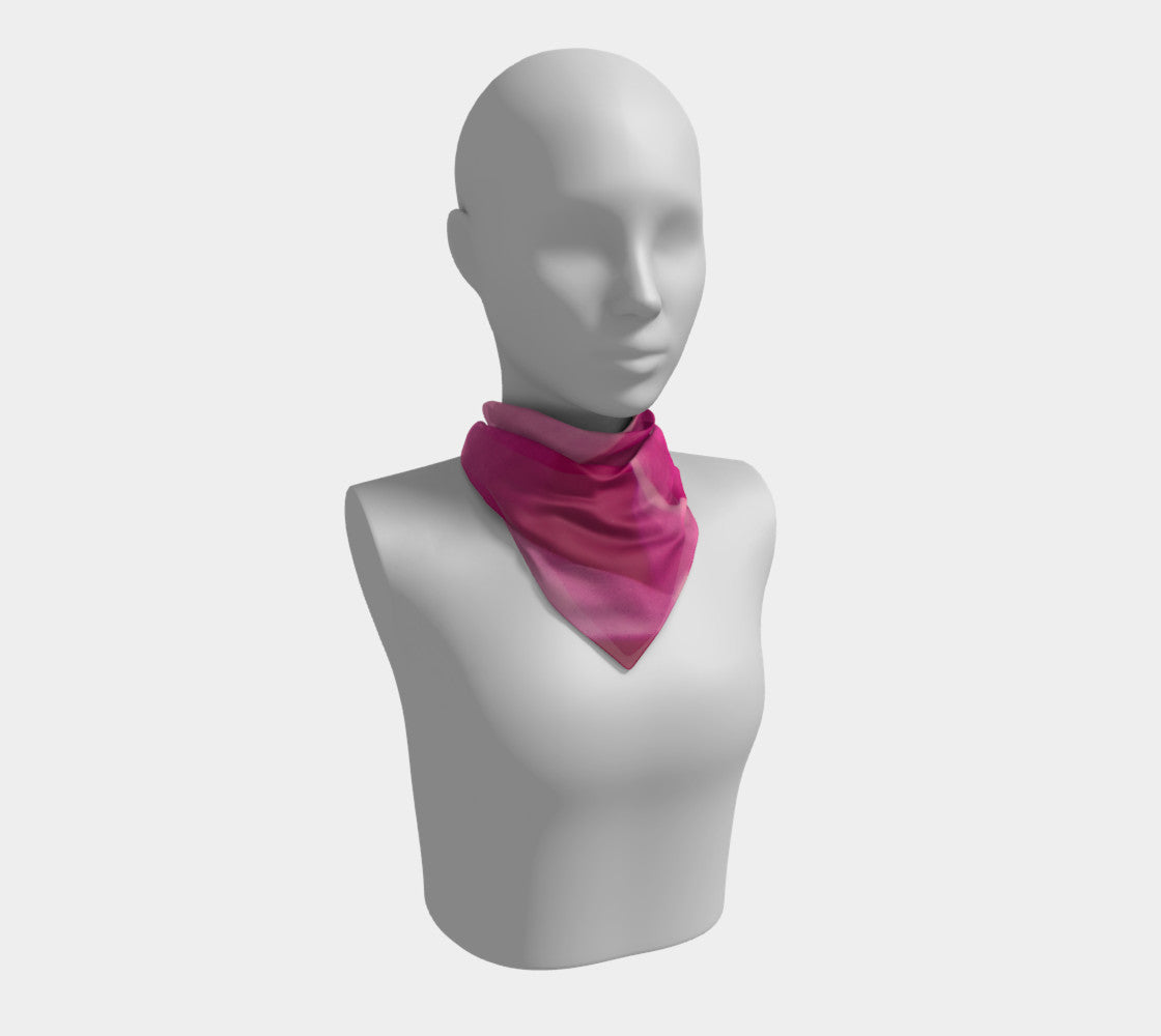 Rose Petal Kiss 16 inch Square Scarf Worn around the neck by vanislegoddess.com