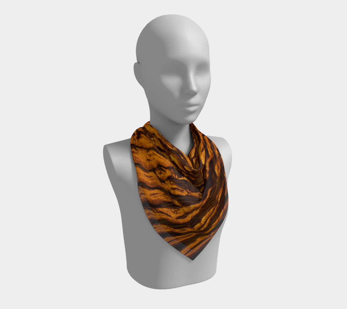 26 inch Golden Sand Square Scarf Worn around the neck by Vanislegoddess.com