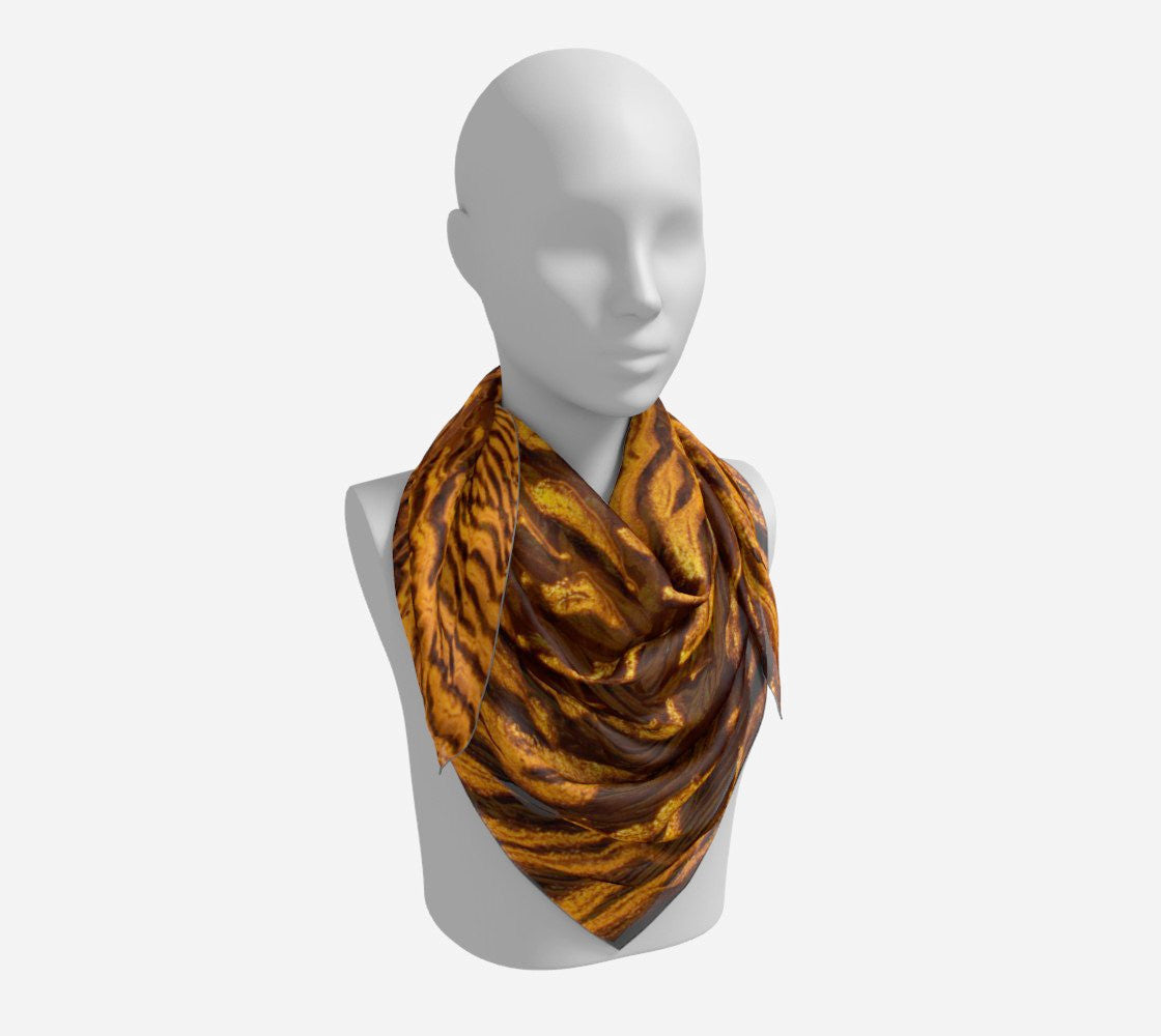 36 inch Golden Sand Square Scarf Worn around the neck by Vanislegoddess.com