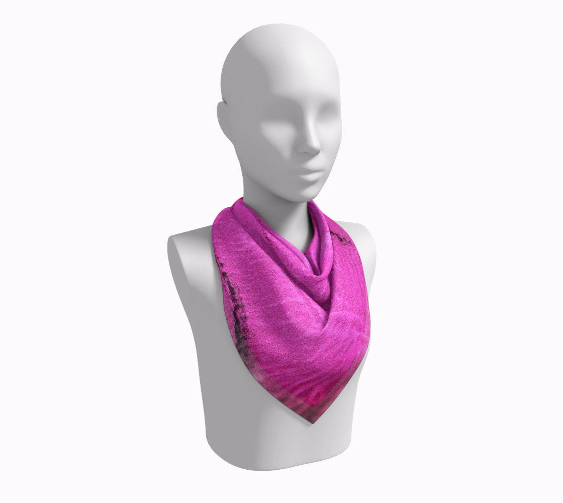 Pink Sand 26 inch Square Scarf Worn around the neck by vanislegoddess.com