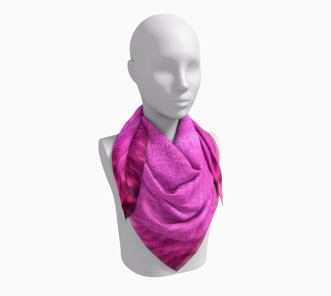 Pink Sand 36 inch Square Scarf Worn around the neck by vanislegoddess.com