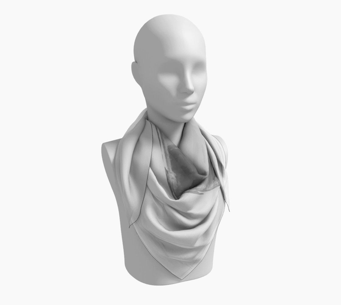 Pacific Mist 36 inch Square Scarf Worn around the neck by vanislegoddess.com