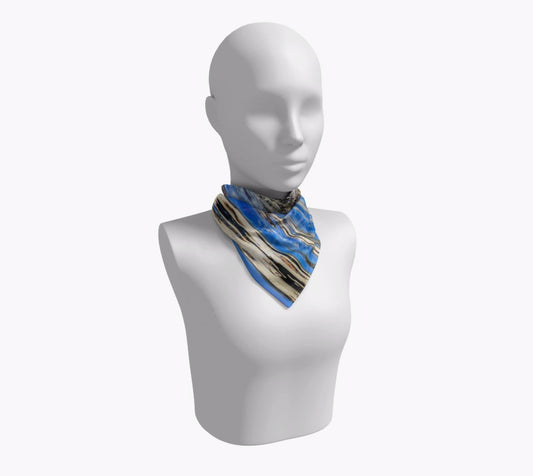 Seal of Blue 16 inch Square Scarf Worn around the neck by vanislegoddess.com