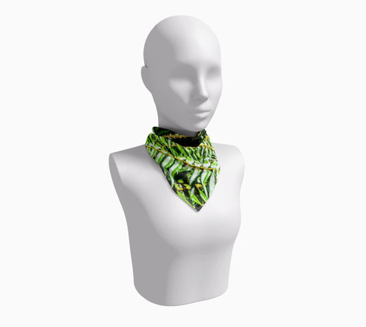 Rainforest 16 inch Square Scarf Worn around the neck by vanislegoddess.com