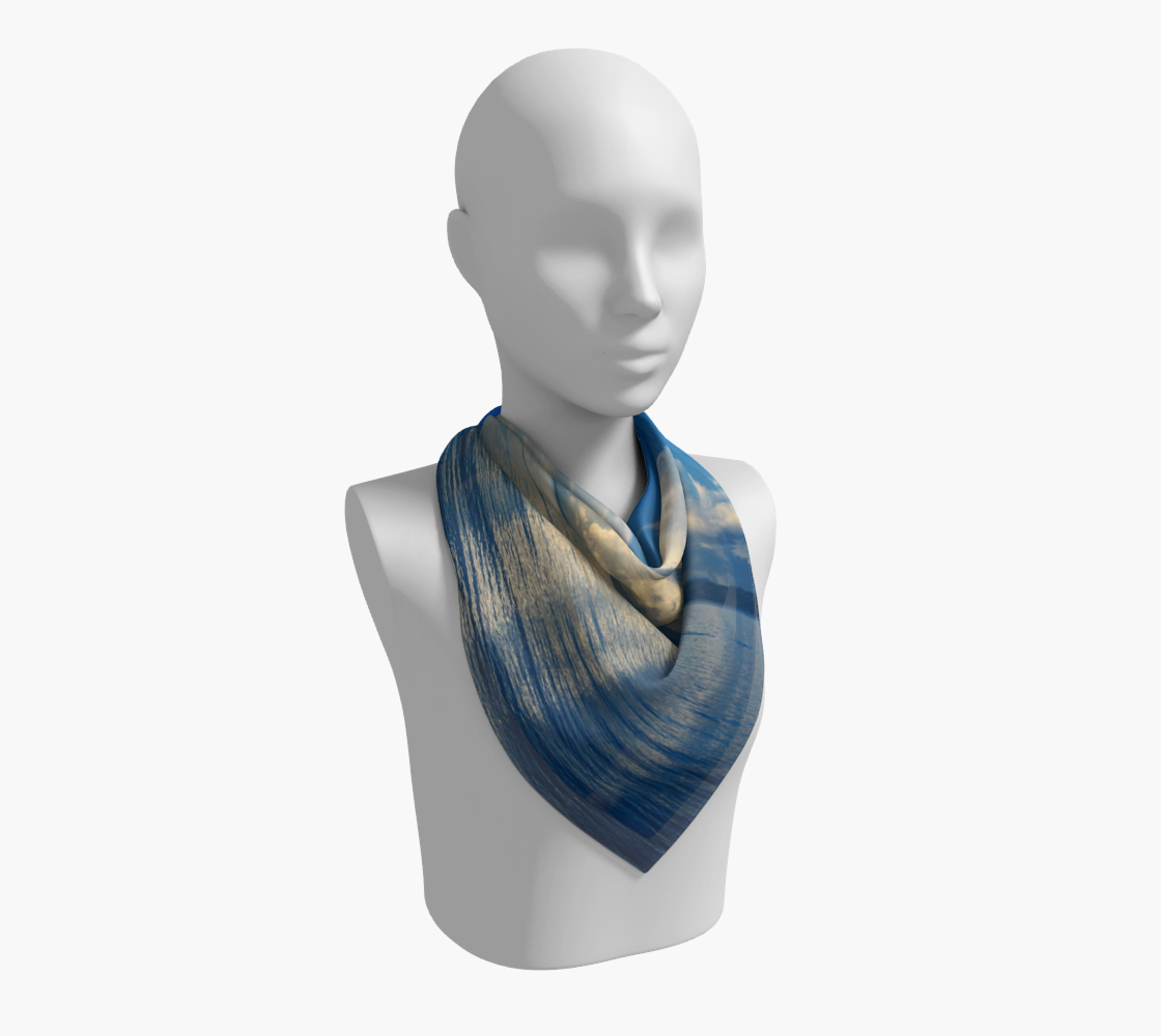Qualicum Beach 26 inch Square Scarf Worn around the neck by vanislegoddess.com
