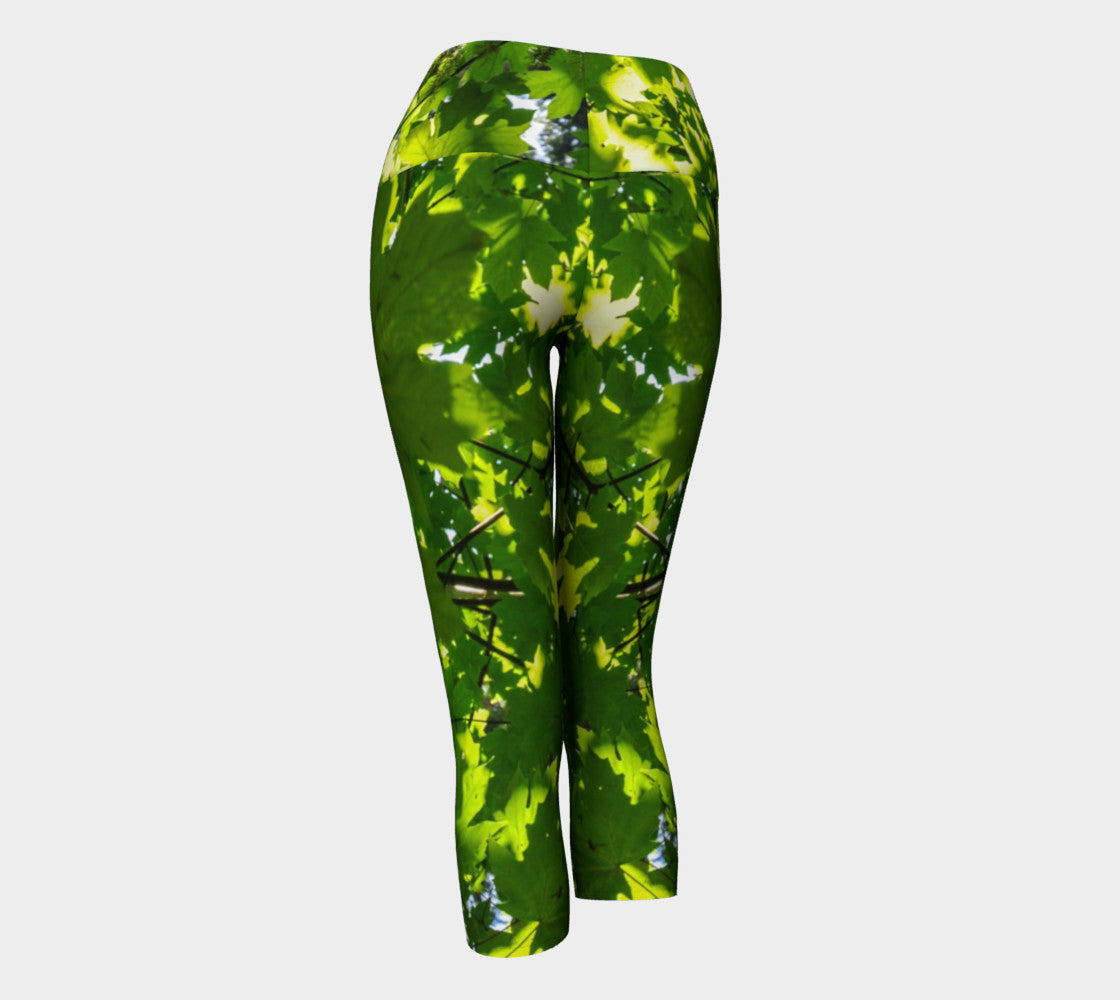 Canopy of Leaves Yoga Capris by Roxy Hurtubise VanIsleGoddess.Com Back