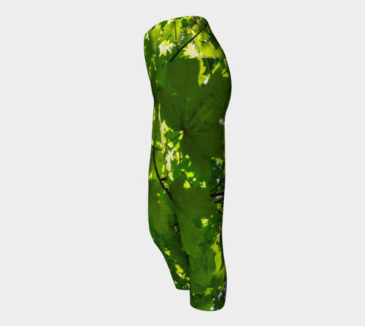 Canopy of Leaves Yoga Capris by Roxy Hurtubise VanIsleGoddess.Com Side