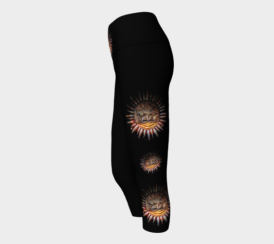 Sun Mask Medallions Yoga Capris by Roxy Hurtubise VanIsleGoddess.Com Side
