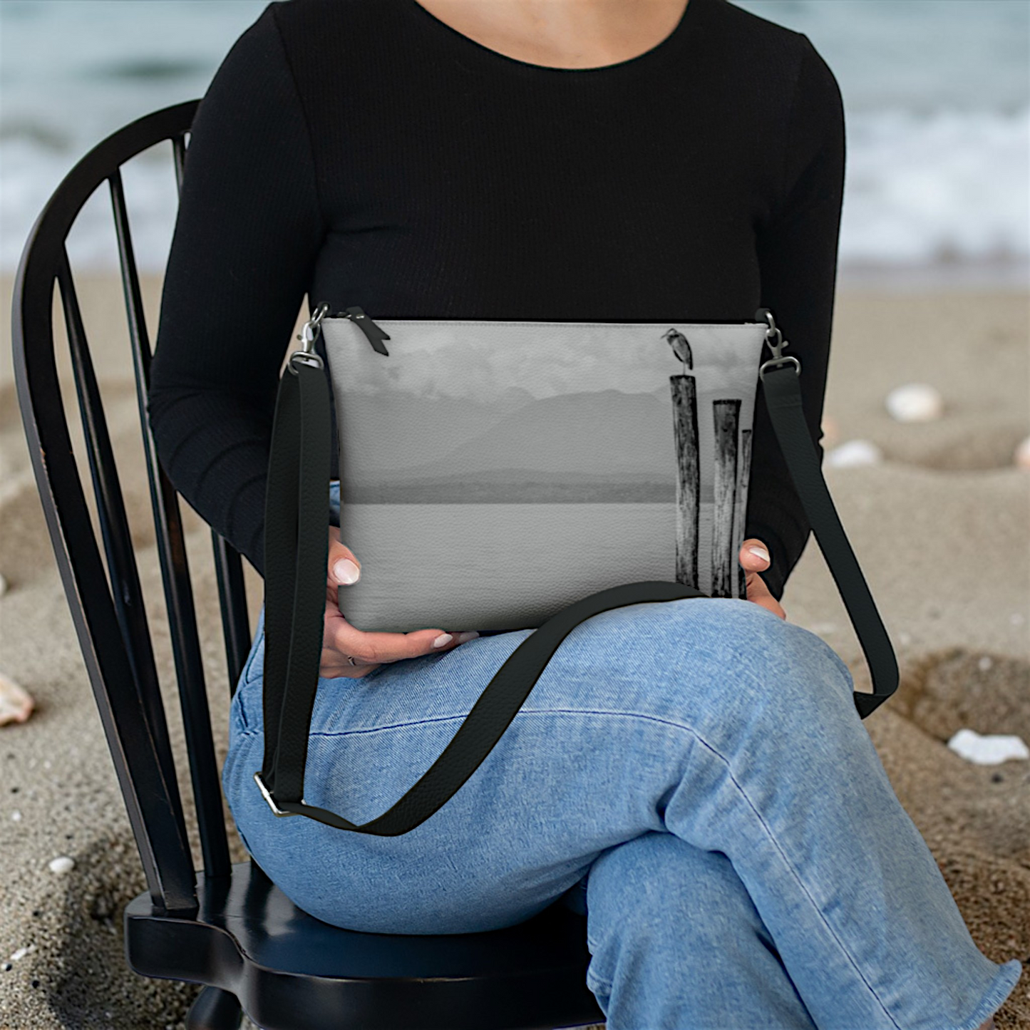 Blue Heron Perch Vegan Leather Crossbody Purse