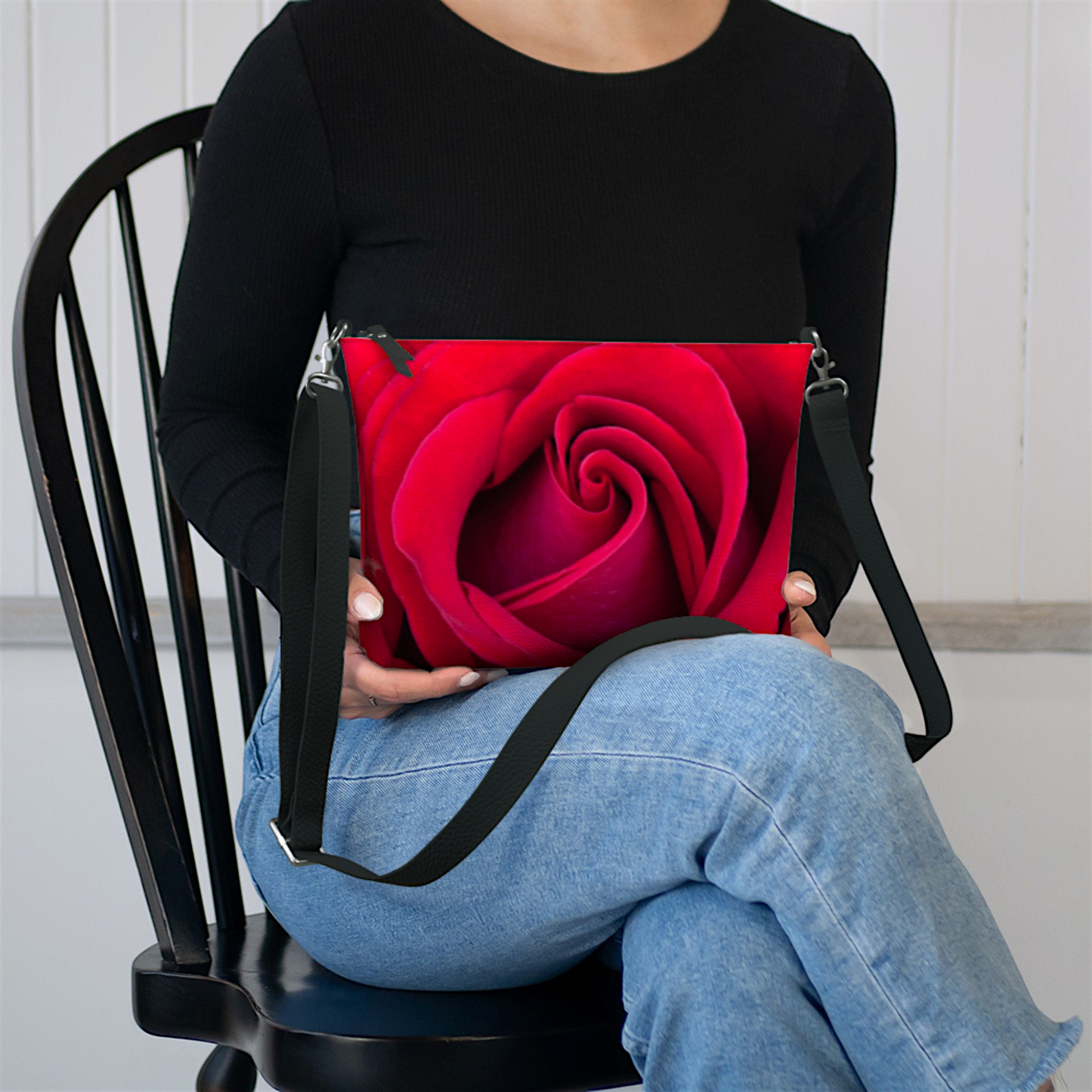 Red Red Rose Vegan Leather Crossbody Purse