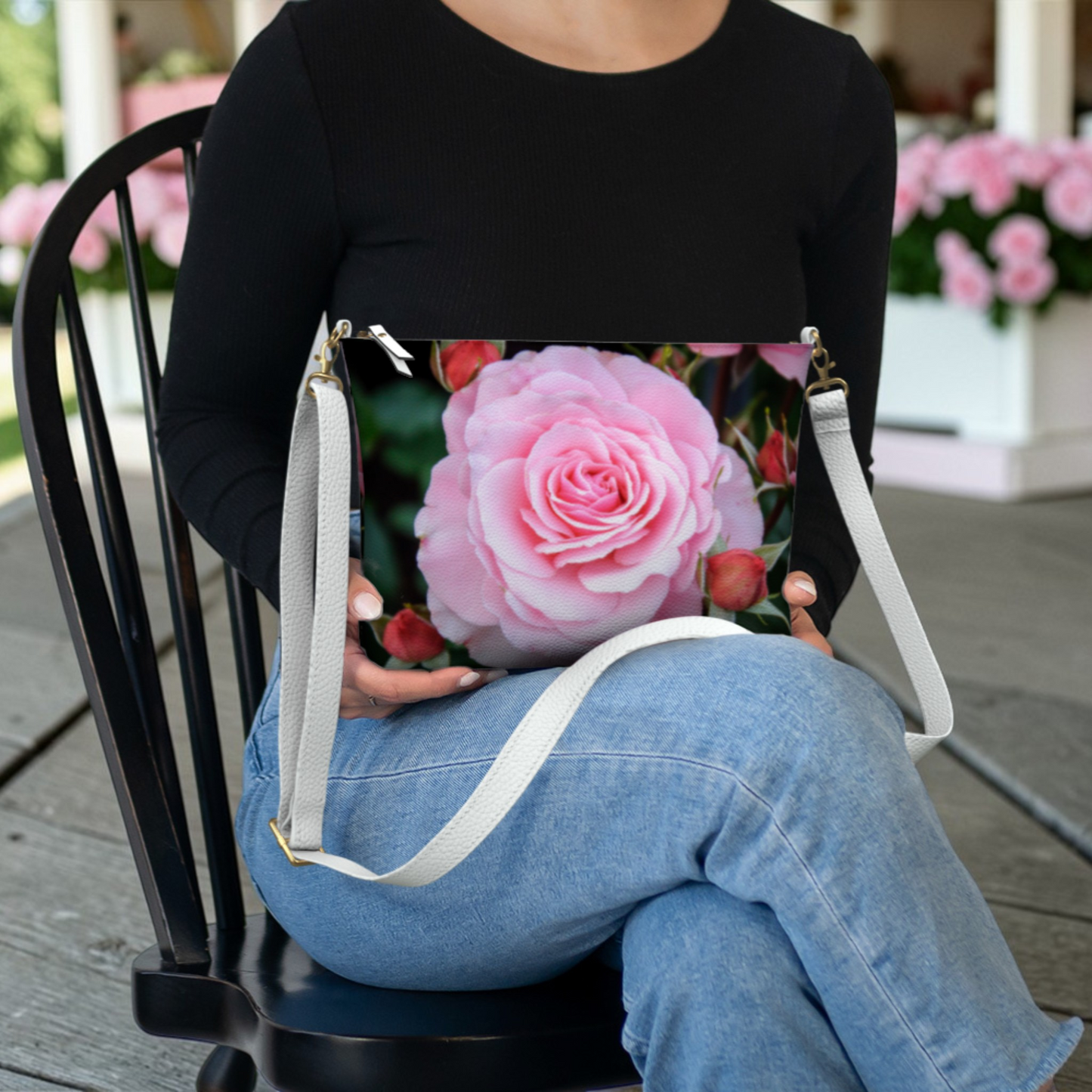 Love Surrounds Roses Vegan Leather Crossbody Purse