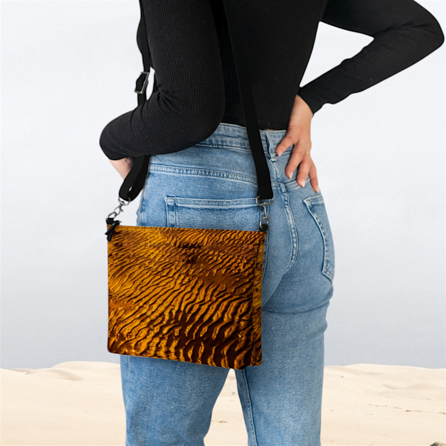 Golden Sand Vegan Leather Crossbody Purse