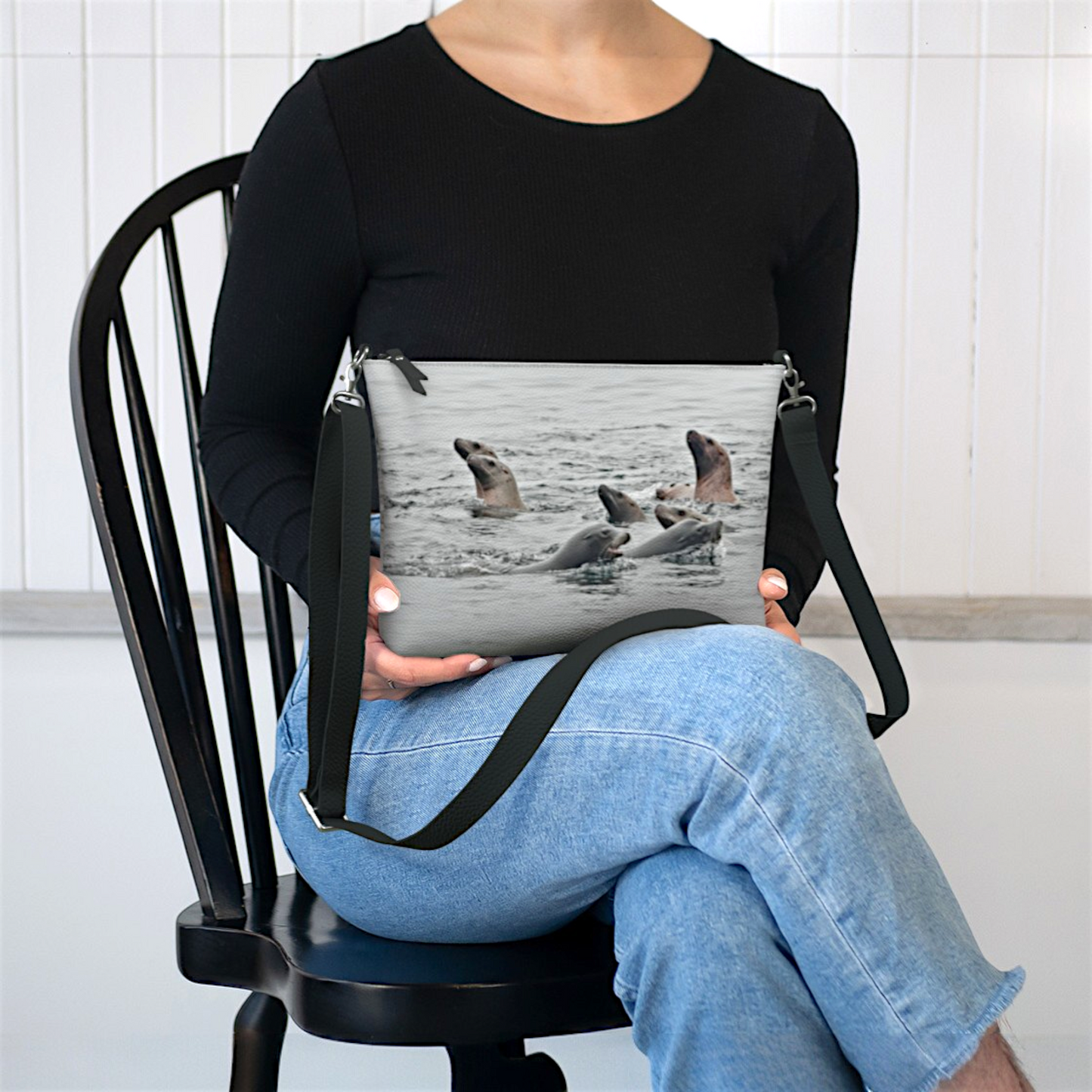 Sea Lions Vegan Leather Crossbody Purse